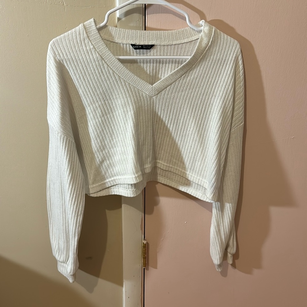 White Cropped Long-Sleeve on SHEIN (size medium)
